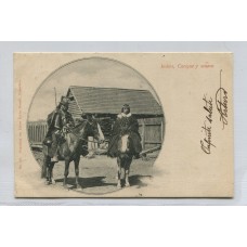 INDIOS CACIQUE Y SEÑORA CHILE ANTIGUA TARJETA POSTAL